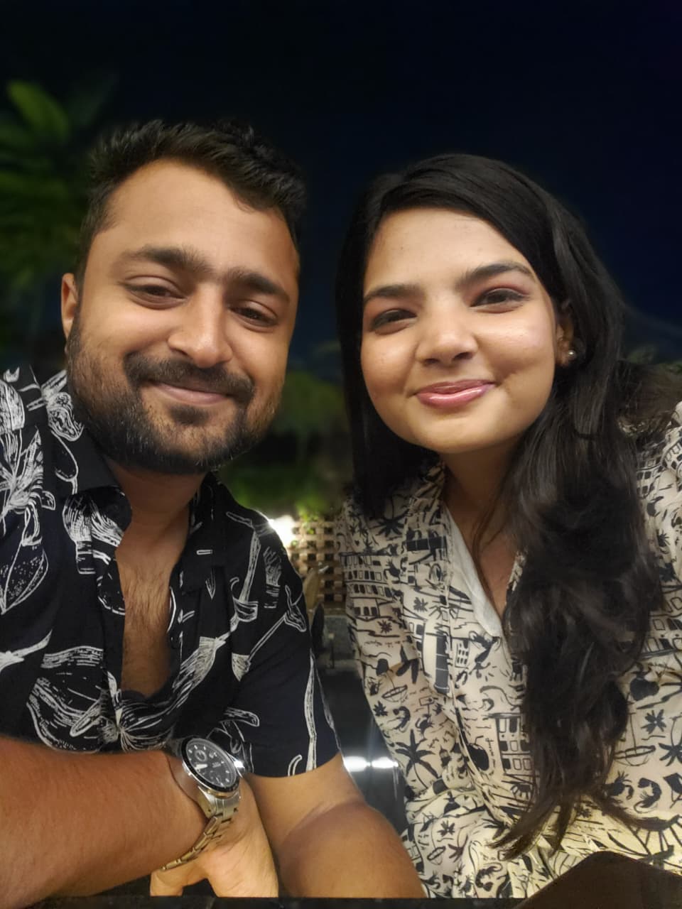 A happy couple in black and white